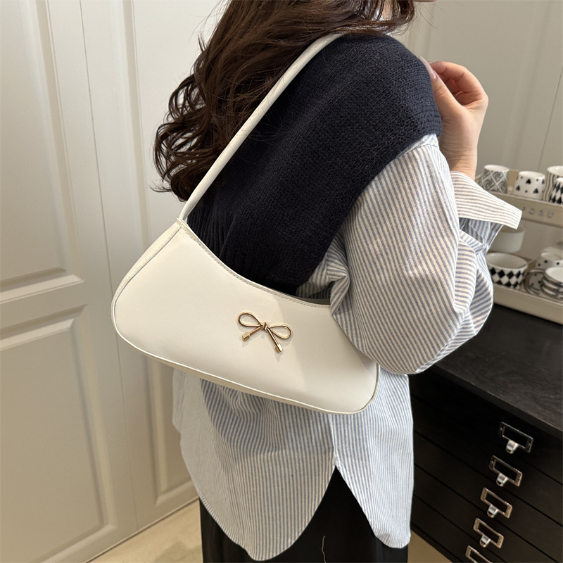 Korean-style fashionable casual bow single-shoulder bag, new Spring/Summer 2025, stylish and stylish crossbody underarm bag Specification drawing
