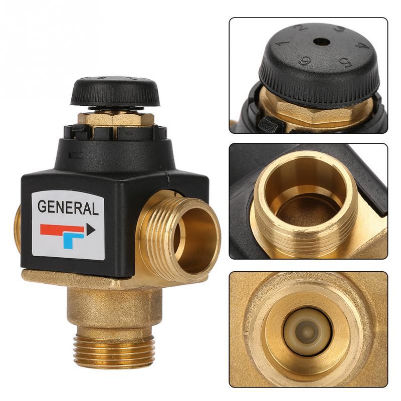 Factory direct sales of brass thermostatic valves, solar electric water heater thermostatic mixing valves, and small kitchen treasure floor heating temperature control valves details Picture