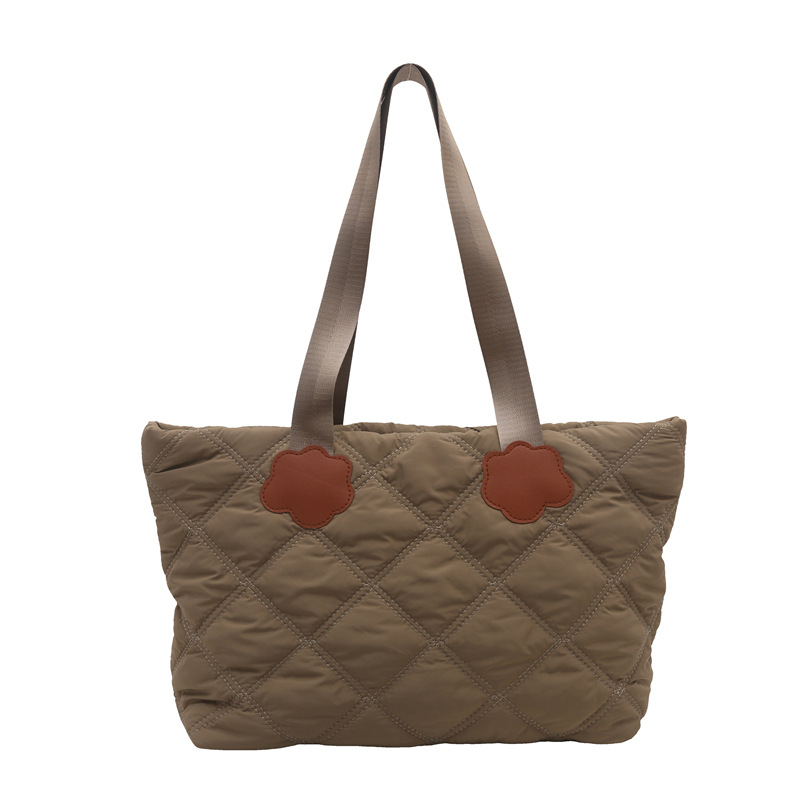 2024 Autumn/Winter fashion quilted cotton-padded women's bags, large-capacity tote bags, commuter shopping bags, bucket bags Item Picture