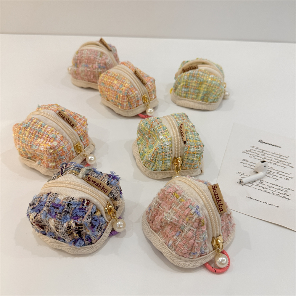 39181 tweed checkered Apple wireless Bluetooth earphone case airpods cute and portable small bag full figure