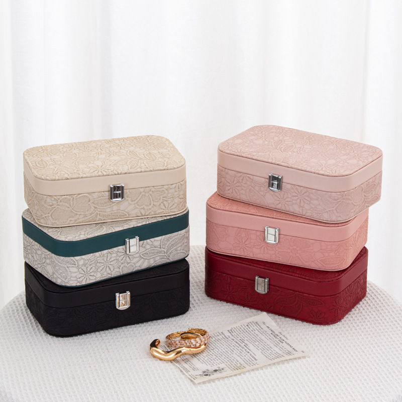 Jewelry box, fashionable European-style earrings, necklace, ring storage box, multi-functional portable accessory box with mirror Application Scenario