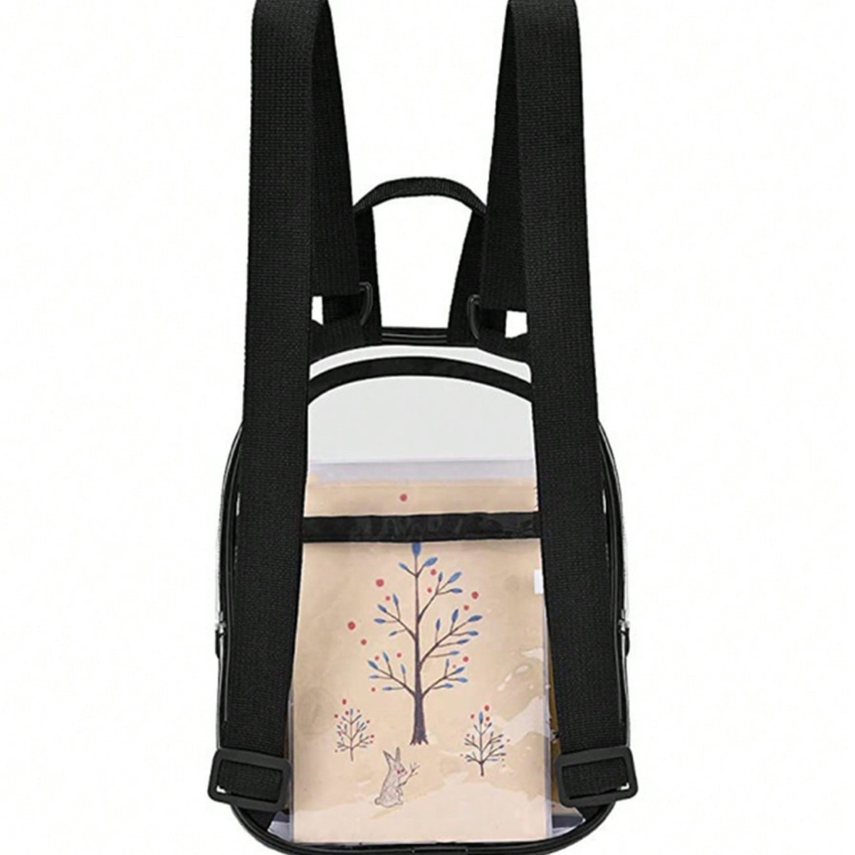 Mini PVC transparent schoolbag, waterproof mini transparent bag for outdoor European and American sports fields, backpack for travel storage Specification drawing