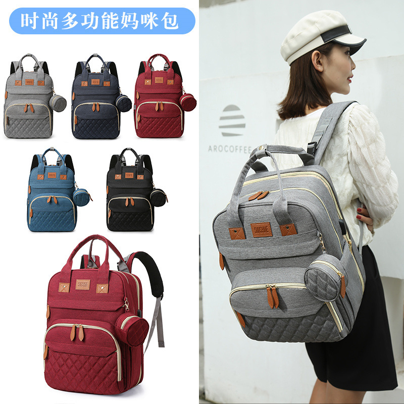 2025 New high-end Mommy Bag, large-capacity double-shoulder mother and baby bag, portable for going out, baby bottle and diaper storage backpack Specification drawing