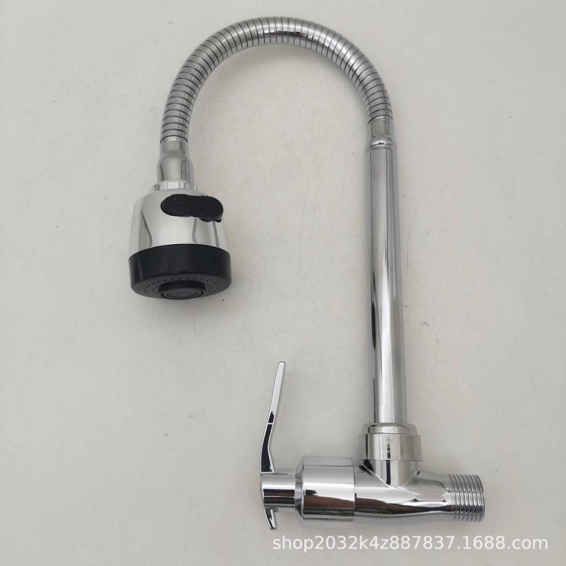 Wall-mounted faucet, kitchen wall-mounted single cooling universal sink faucet, kitchen stainless steel sink, balcony bathroom faucet details Picture
