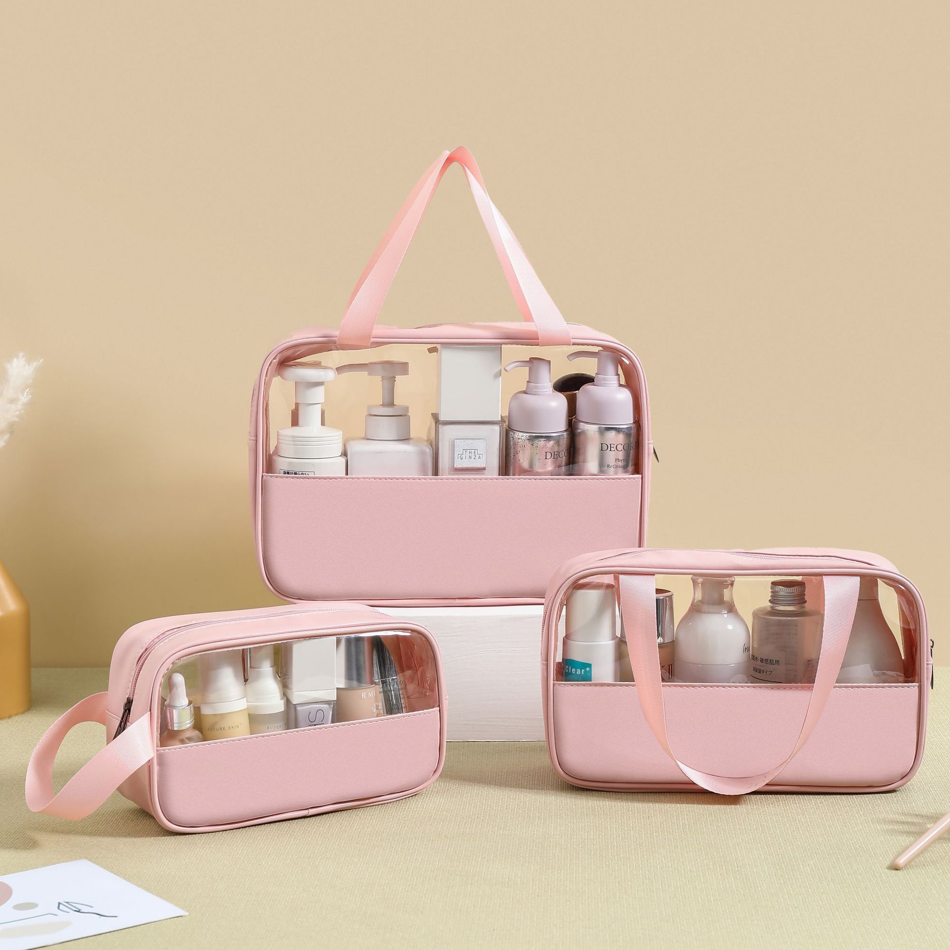 Carefully selected pu cosmetic bags, waterproof storage toiletry bags, large-capacity portable storage bags, hand-held travel storage bags full figure