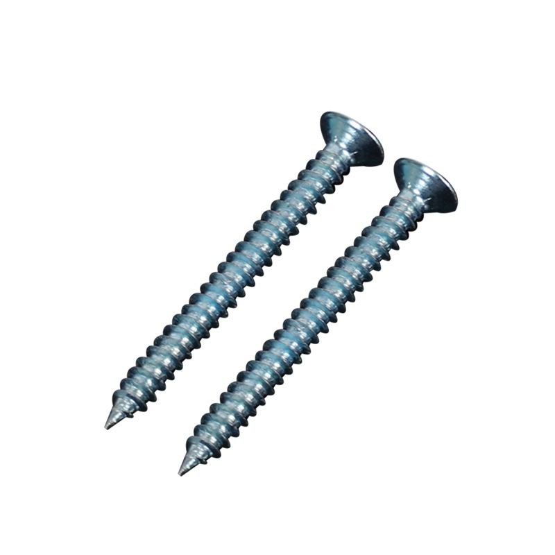 Iron-galvanized self-tapping cross-groove countersunk self-tapping screws, flat self-tapping screws, blue-white zinc furniture self-tapping nails Item Picture