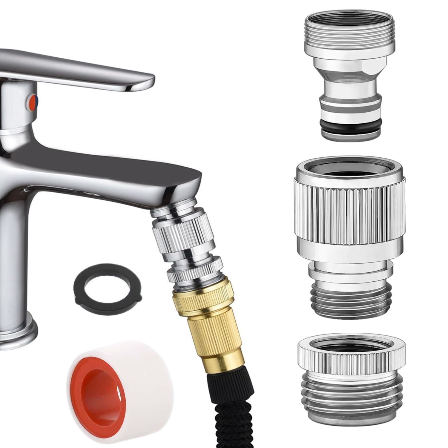 Quick connector adapter, shower garden pipe quick connection, bathroom kitchen faucet adapter quick installation parts full figure