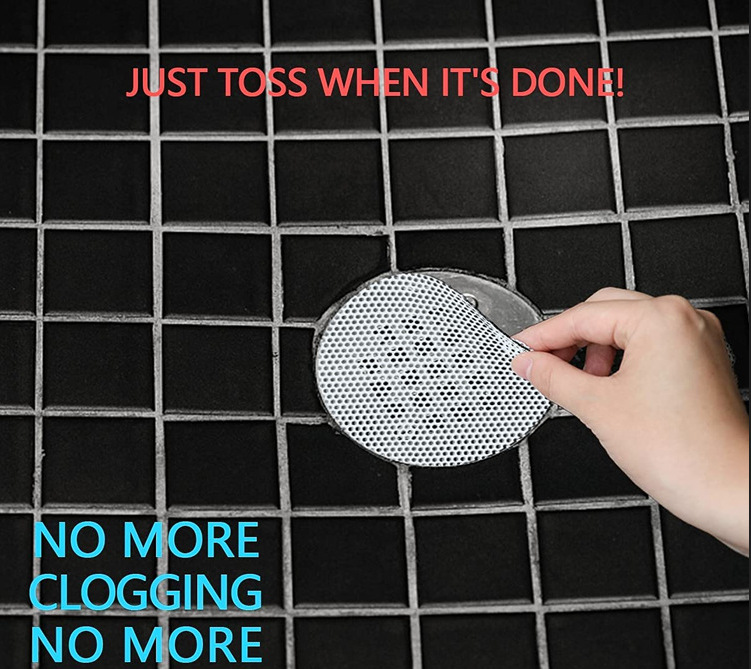 Drain Hair Catcher Disposable shower hair extension device Mesh sticker Shower drain device mesh sticker Specification drawing