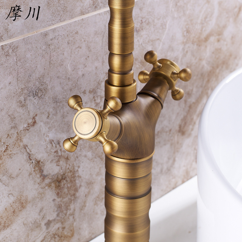 Factory wholesale brass antique faucets, cold and hot water double-handle washbasin faucets, brushed faucets Specification drawing