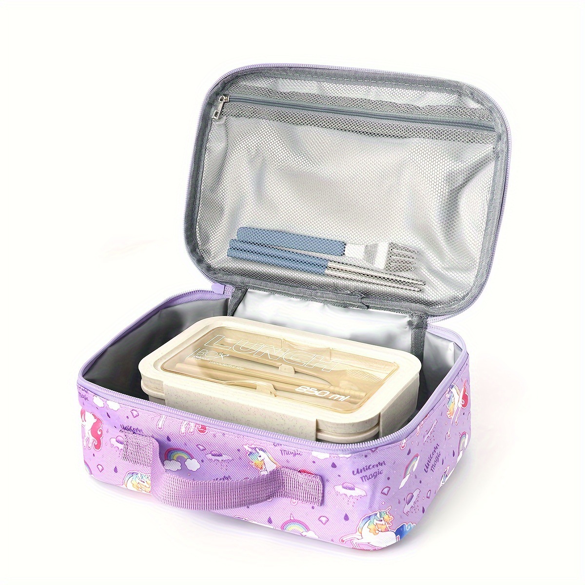 Cartoon unicorn single-shoulder lunch bag, children's portable bento bag, student ice bag, outdoor picnic insulation bag Application Scenario