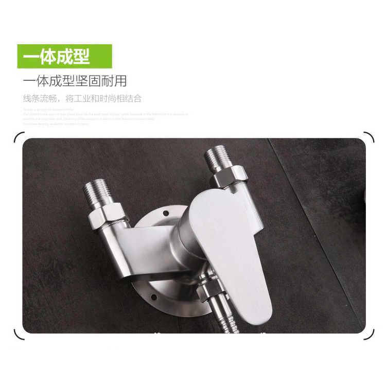 SUS304 stainless steel exposed shower faucet, hot and cold water mixing valve, water heater switch, household simple shower head set Specification drawing