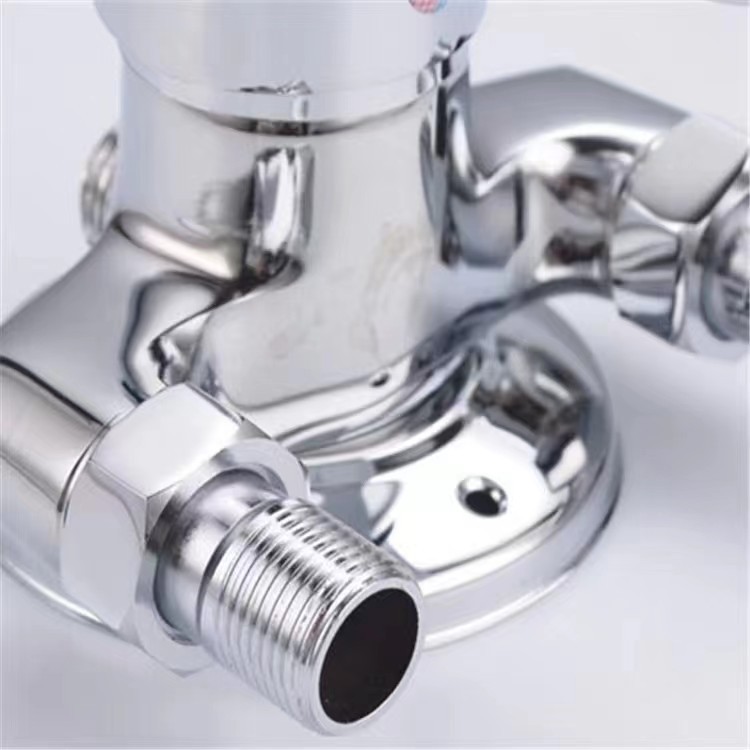 Copper exposed mixing valve, triangular shower set, water heater, shower faucet, hot and cold solar top faucet, zinc alloy details Picture