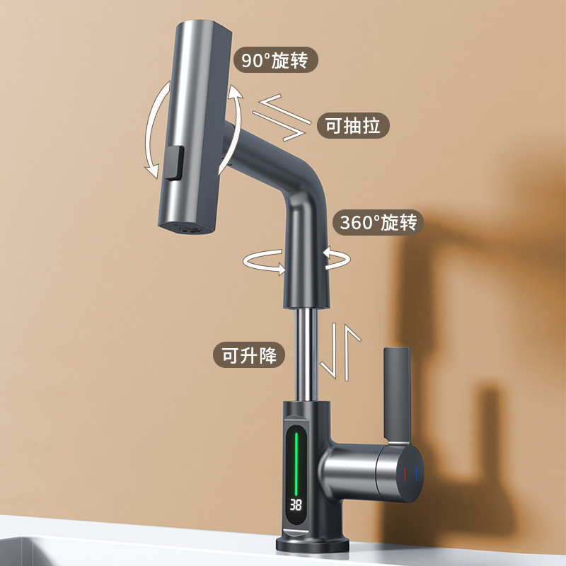 【 E-commerce dropshipping 】 Bathroom washbasin, washbasin, rotating multi-functional washbasin, digital display faucet Application Scenario