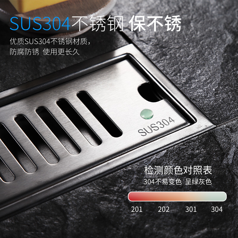 SUS304 stainless steel rectangular floor drain thickening project: Large flow middle side drainage anti-odor floor drain for hotel shower room Application Scenario
