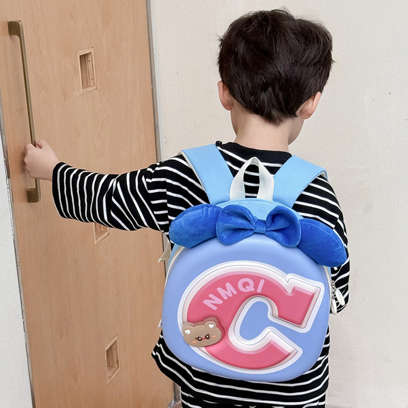 Sweet and cute bow bow boys' and girls' backpacks for kindergarten and primary school students, 2025 new eggshell children's bags details Picture