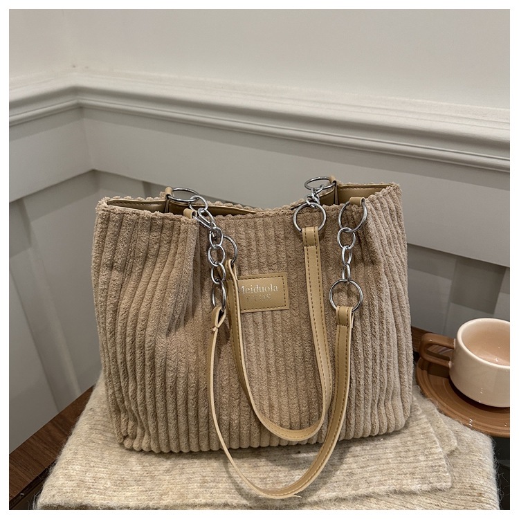 Large-capacity velvet chain underarm bag, tote bag, women's bag, 2024 cross-border autumn trend single-shoulder commuter bag bestsellers details Picture