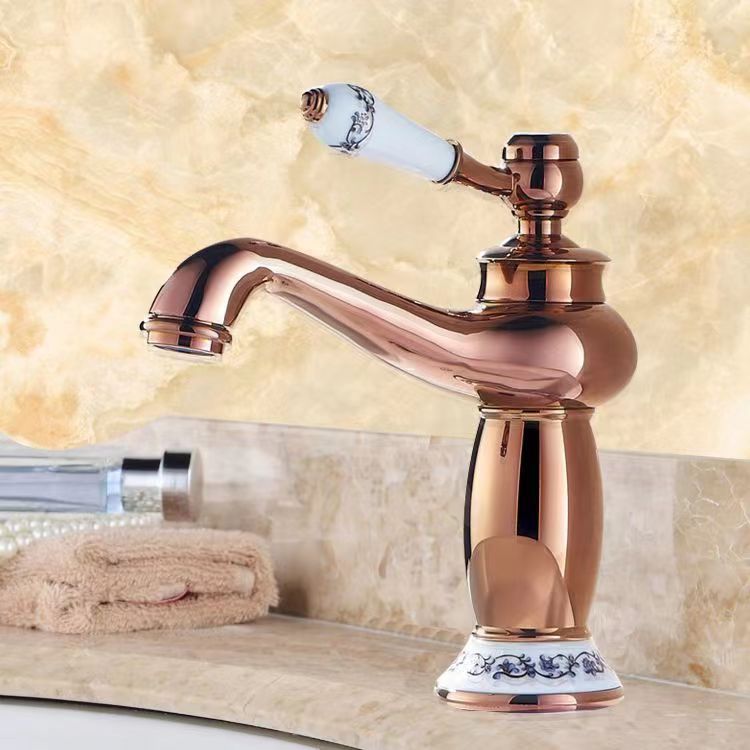 Factory price wholesale, European-style antique copper body, rose gold, titanium gold, jade divine lamp, washbasin, cold and hot water faucet, one-piece consignment Application Scenario