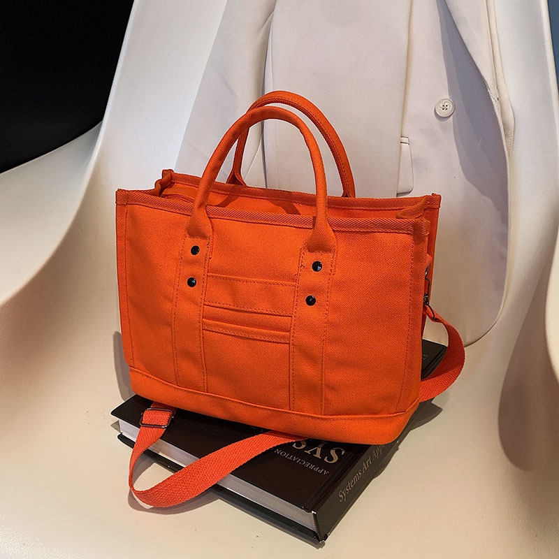 Large-capacity bags, versatile casual canvas single-shoulder bags, handbags, fashionable tote bags for college students, small square bags full figure