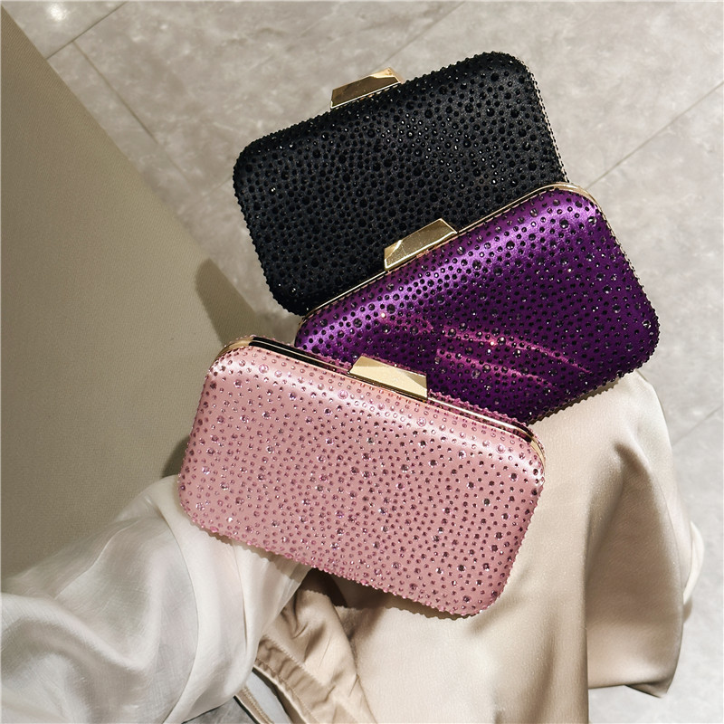 2025 Cross-border New dinner Bag, European and American women's clutch bag, diamond-encrusted banquet water drop pattern box bag, women's bag full figure