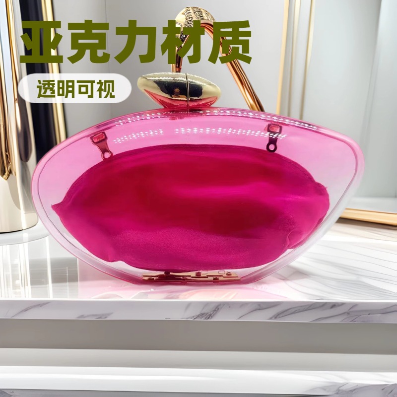 New transparent bag for women, fashionable and trendy hand-held acrylic bag, simple evening bag, hand-held bag for women full figure