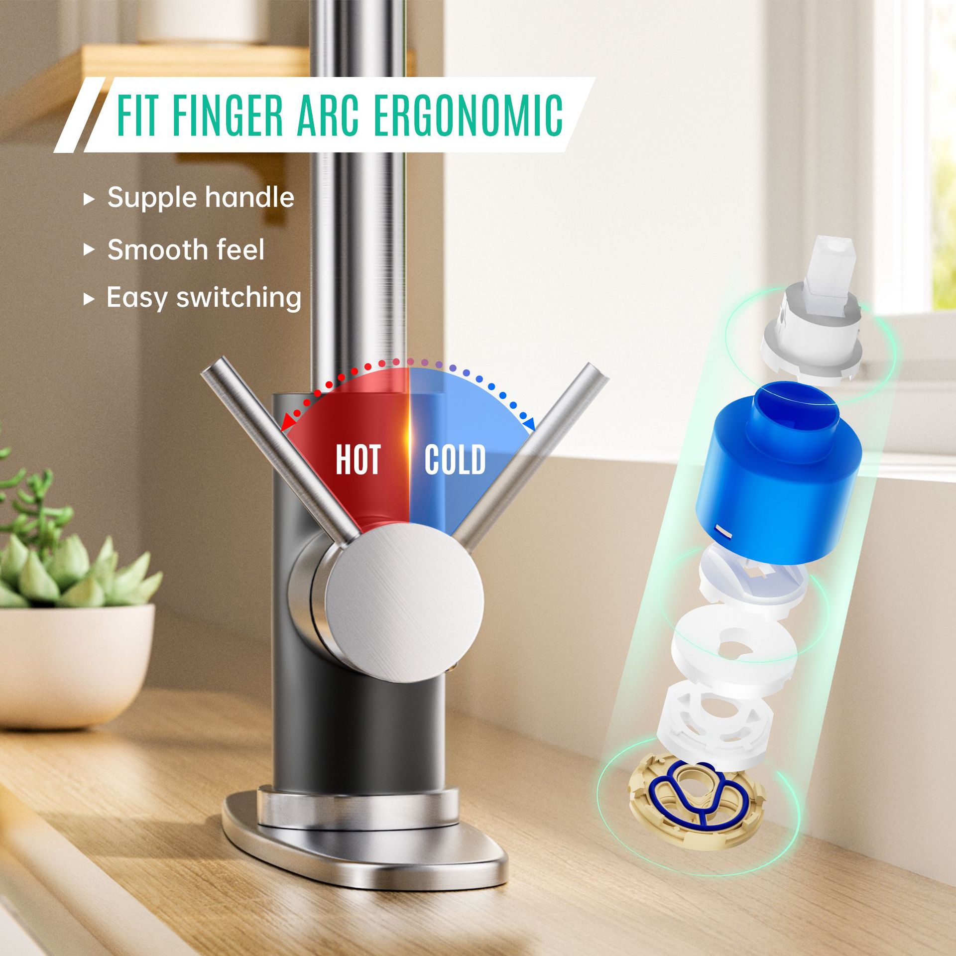 Cross-border kitchen faucet, hot and cold dual-purpose sink, stainless steel, multi-functional, pull-out, rotatable, extendable and splash-proof Specification drawing
