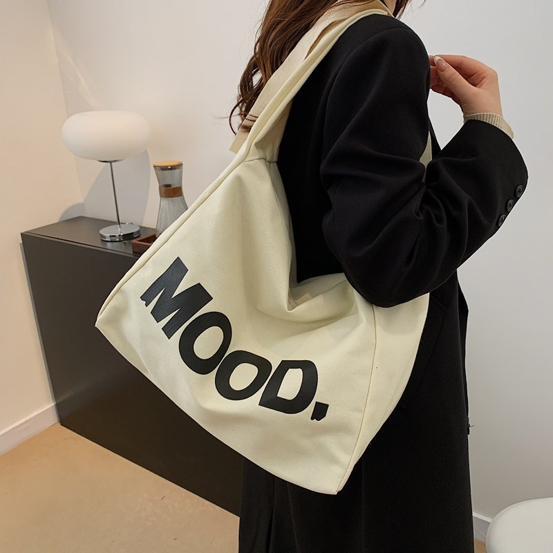 Letter canvas bag, women's crossbody bag, large-capacity Japanese-style crossbody backpack, casual and laid-back student single-shoulder bag details Picture