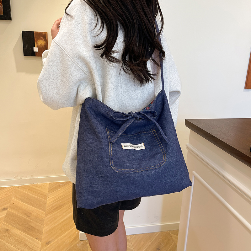 Spring 2025 new ethnic style dual-purpose denim patchwork bag, ethnic style patchwork bag, Bohemian single-shoulder bag Specification drawing