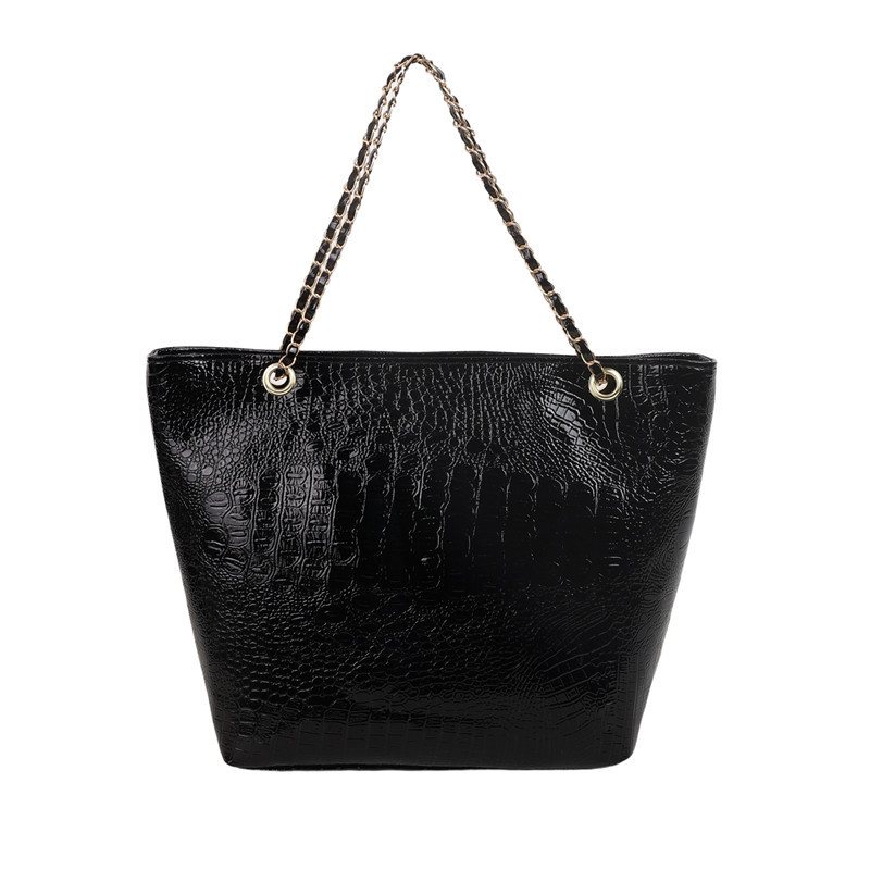 2025 New large-capacity single-shoulder PU handbag, cross-border crocodile pattern women's bag, fashionable European and American commuting tote bag trend Item Picture