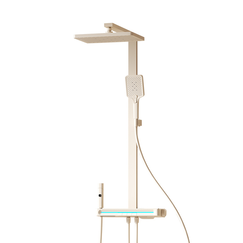 Piano key ambient light, hydropower generation, intelligent digital display, constant temperature, hot and cold pressurized faucet, shower head set Item Picture