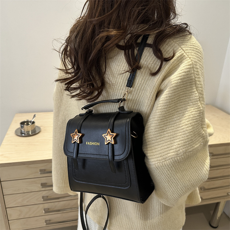 Winter retro school-style backpack for women, new 2024 fashionable student handbag, commuting crossbody bag details Picture