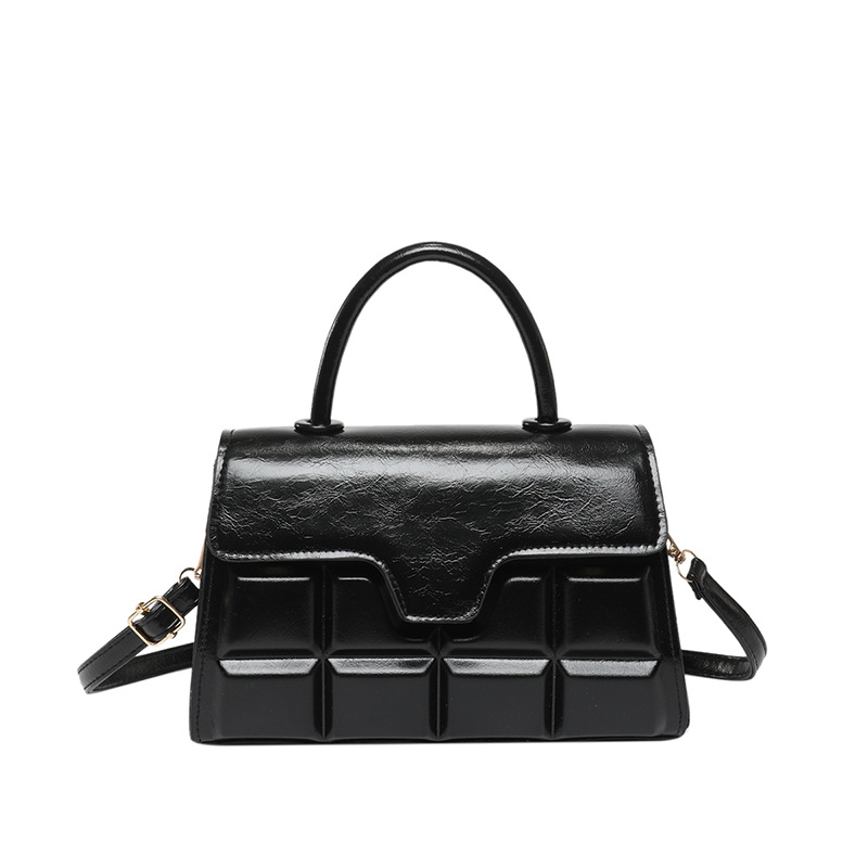 Solid color spring three-dimensional square Korean style fashionable and simple checkered embossed 2025 new single-shoulder crossbody handbag Item Picture