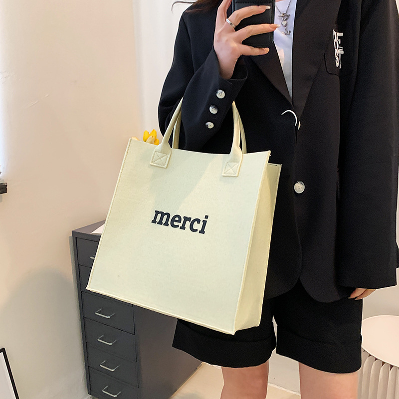 Letter felt fabric large-capacity handbag, practical and textured tote bag, cross-border trend details Picture