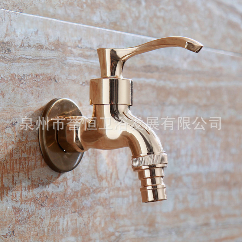 Cross-border antique zinc alloy antique faucet, wall-mounted single-cooling quick-opening small faucet, mop sink, washing machine faucet details Picture