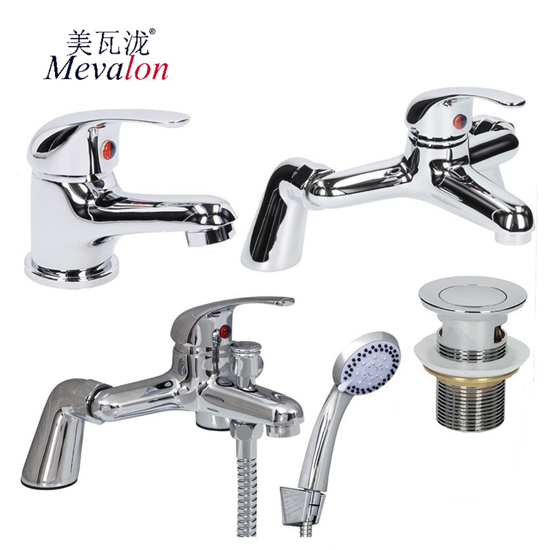 Factory direct supply of vertical export British and German curved bathtub, hot and cold water faucet Jorden triple shower set full figure