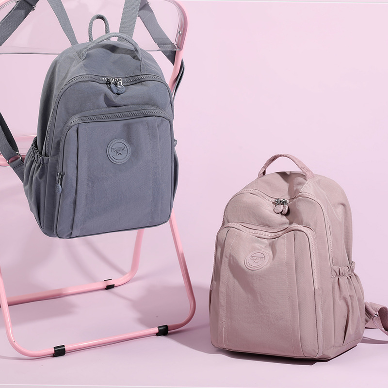 Colorful Fox's new large-capacity ladies' backpack, washable nylon fabric macaron-colored student schoolbag Specification drawing