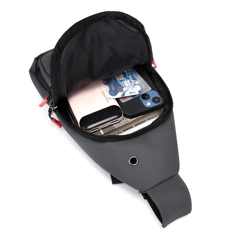 New simple and waterproof nylon chest bag for men, retro and fashionable chest bag, large-capacity multi-layer crossbody bag for men Item Picture