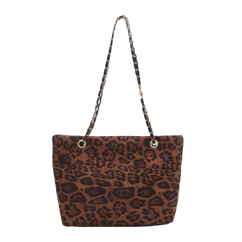 Retro matte large-capacity leopard print bag for women, 2024 new winter crossbody bag, single-shoulder commuter tote bag Item Picture