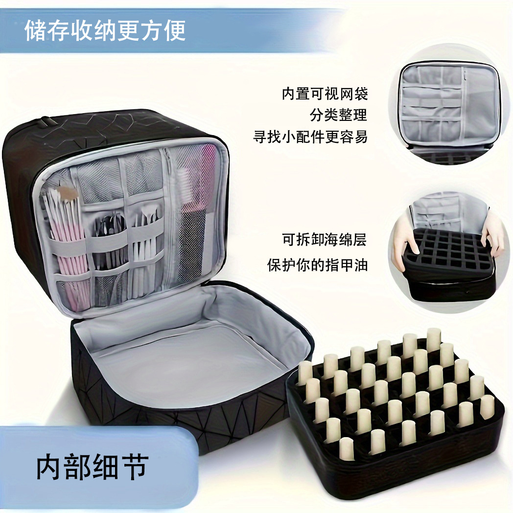 Cross-border bestsellers: Double-layer storage, height-increasing makeup bag, large-capacity portable toiletries bag, makeup bag, nail polish storage bag Application Scenario