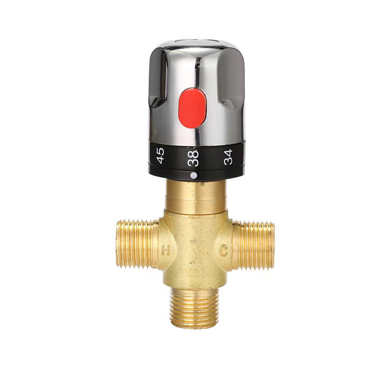 Cross-border foreign trade kitchen and bathroom brass constant temperature pipe valve, temperature control mixing valve, bathroom cold and hot temperature regulating valve Item Picture