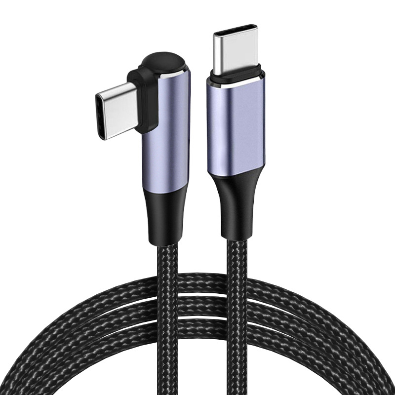 PD data cable 60W/100W C-to-C Type-c to Type-C single-elbow male-to-male 3A5A fast charging cable Item Picture