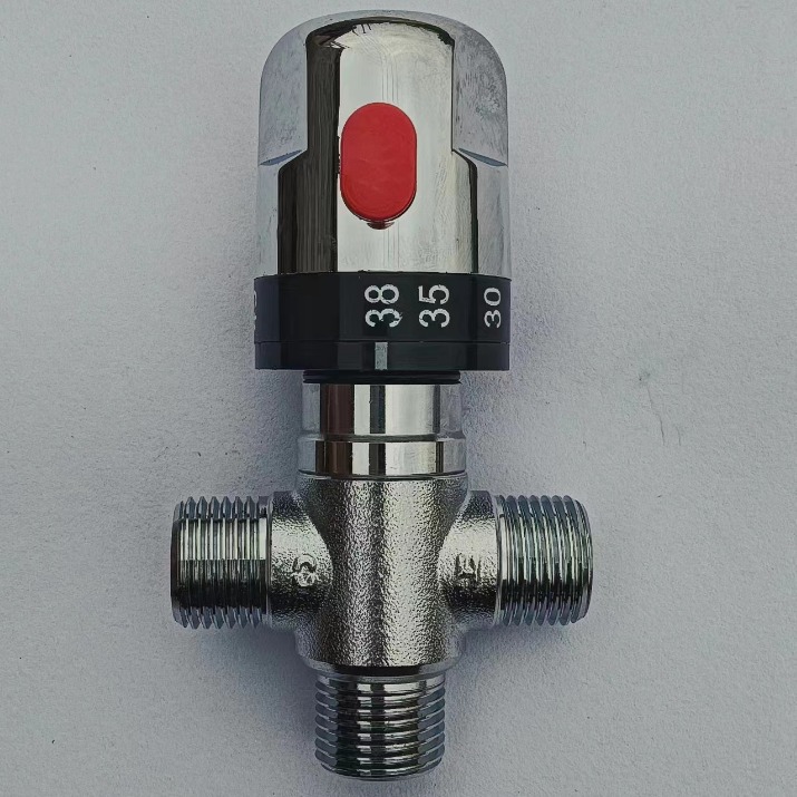 Cross-border exclusive mixing valve, 4-point all-copper electroplated constant temperature pipeline valve, exposed mixing valve, solar water heater pipe Specification drawing