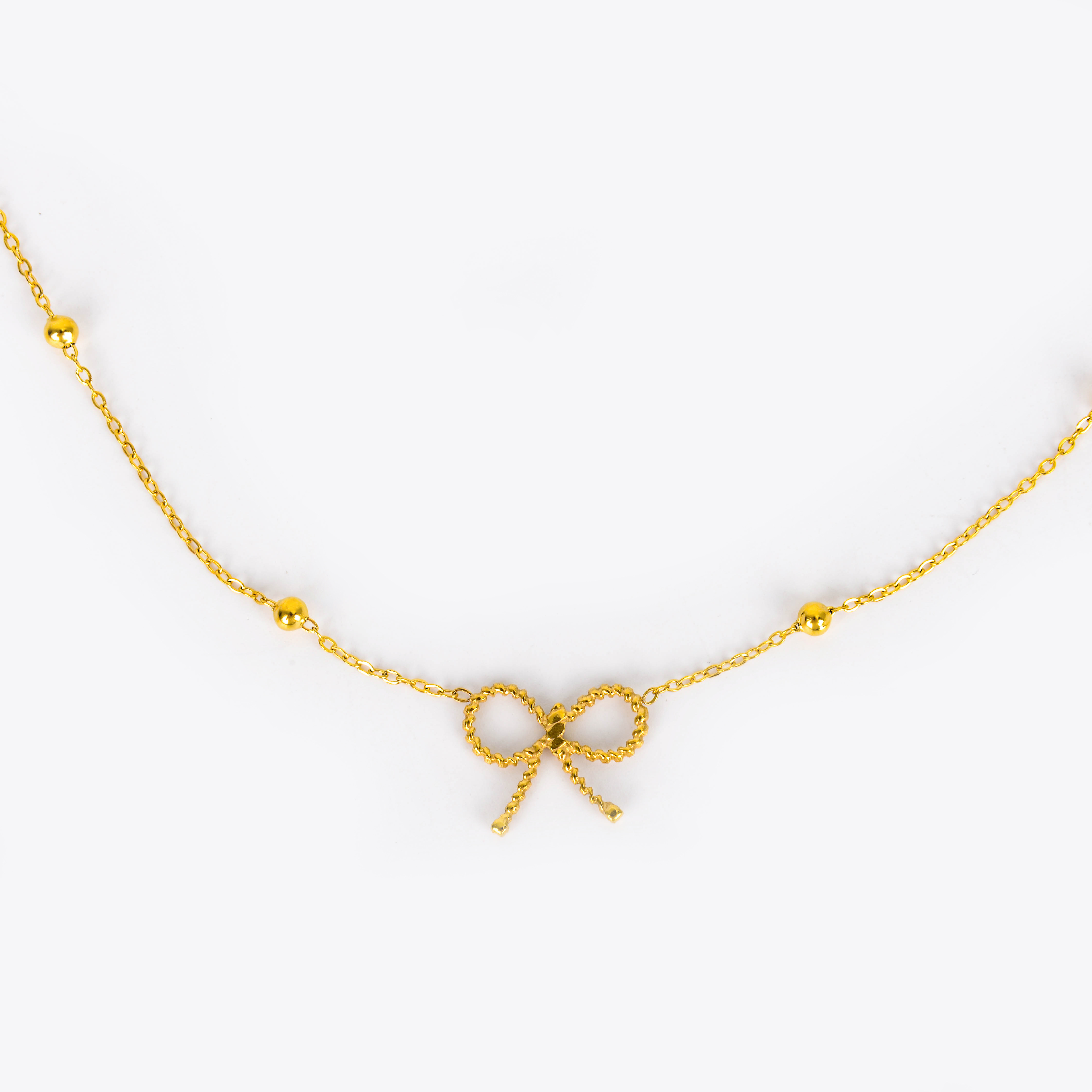 New titanium steel niche design cross-border non-fading cute hollowed-out bow pendant necklace women's collarbone chain accessory details Picture