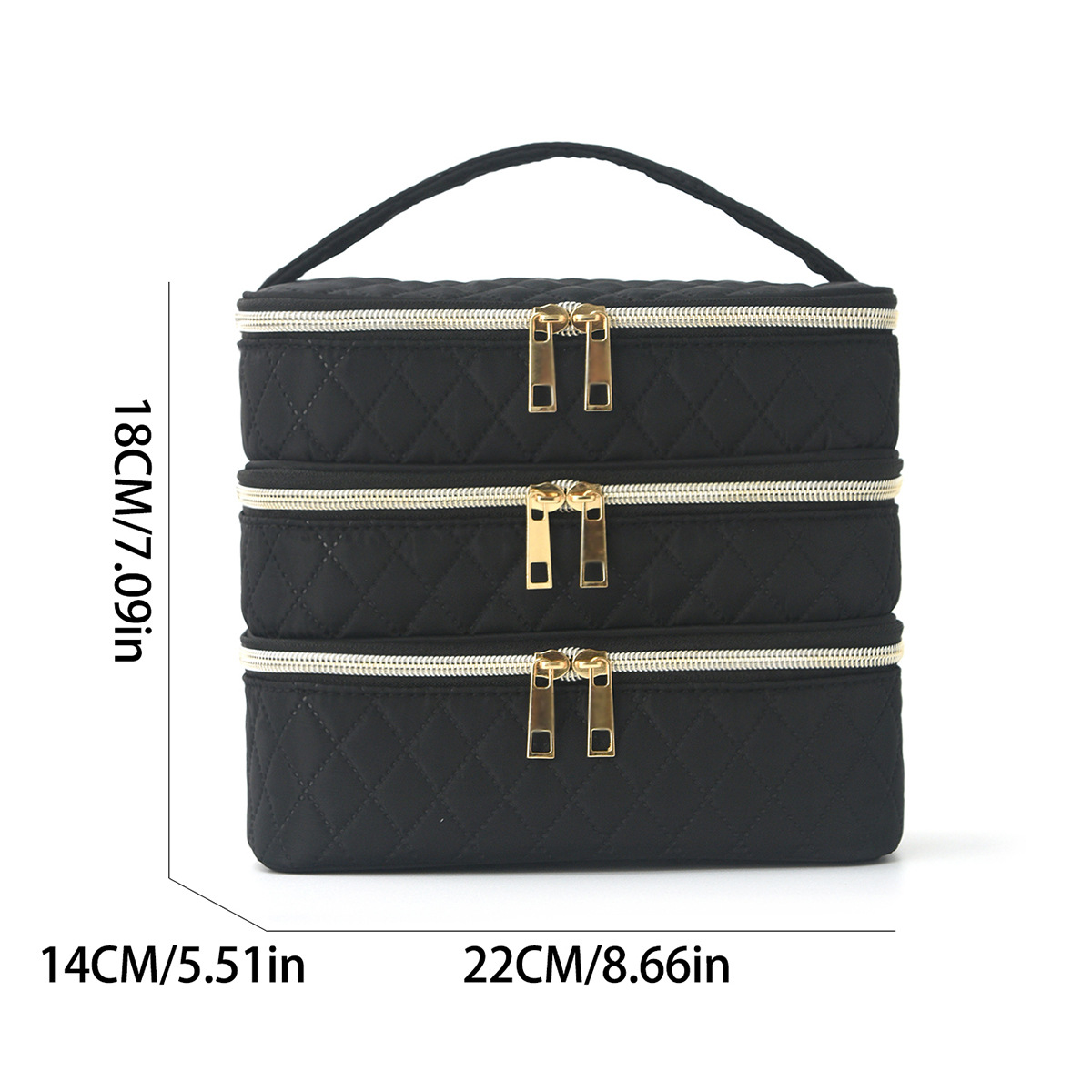 Feihong Cross-border Three-layer Makeup Bag, large capacity, high appearance level, hand-held toiletries bag, portable travel makeup storage bag Application Scenario