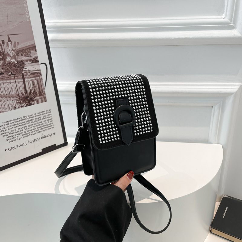 Cross-border Bag for Women 2025, European and American fashion rhinestone ins texture, single-shoulder crossbody bag for young women, mobile phone case full figure