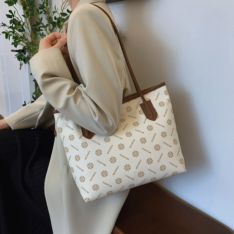 Large-capacity women's bag, soft leather texture, 2024 new trendy and fashionable handbag, European and American tote bag, versatile shoulder bag Specification drawing