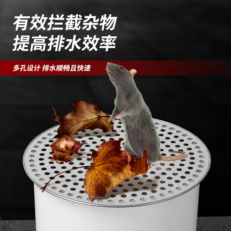 Stainless steel circular fine-hole floor drain cover, balcony anti-hair drainage outlet filter screen cover, fish pond ventilation cap inserted inside Application Scenario