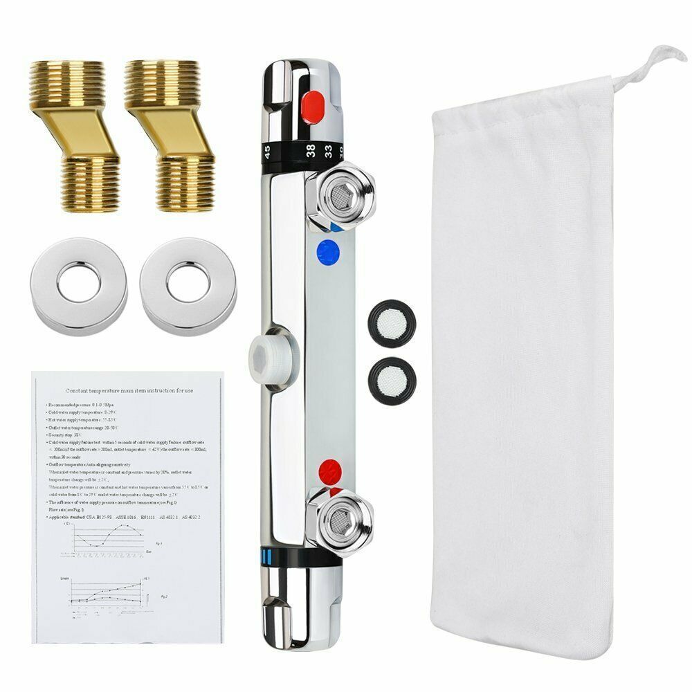 Thermostatic valve, copper thermostatic faucet, solar water heater mixing valve, temperature control valve, bathroom shower set, cold and hot faucet Item Picture