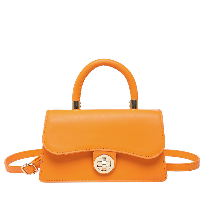 Korean-style fashionable oil wax leather hand-held small square bag for women, 2025 new style, stylish and trendy lockable single-shoulder crossbody bag Item Picture