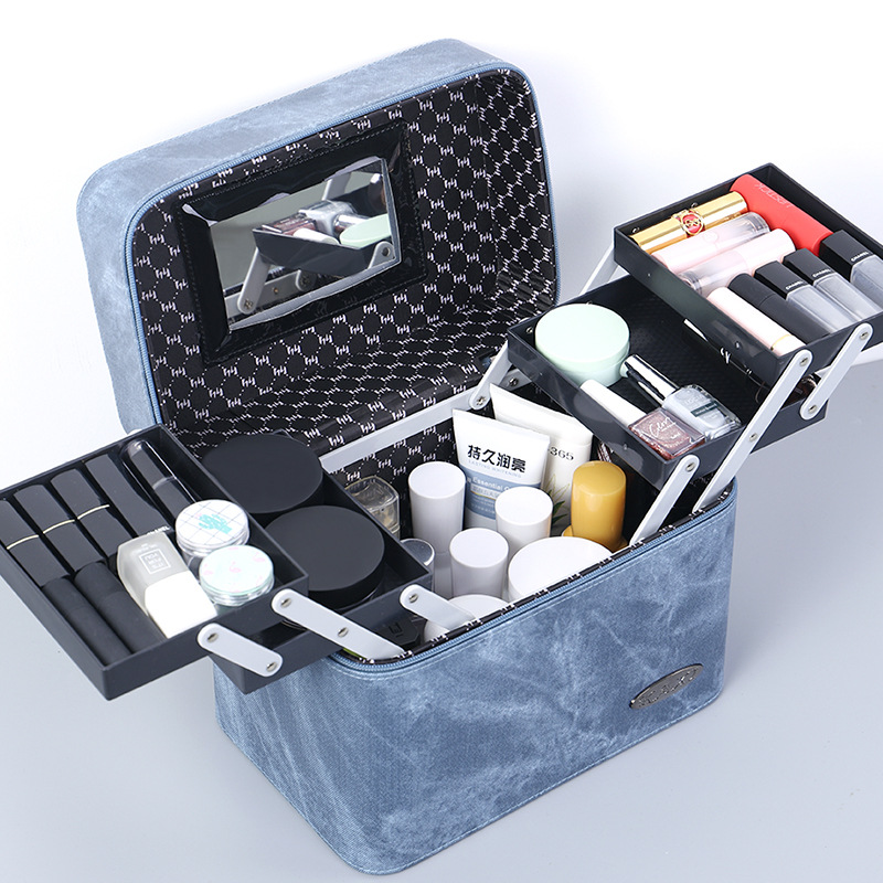 Large-capacity cosmetic bag, internet-famous storage box, portable ins style super popular box, multi-functional multi-layer hand-carry, simple and elegant for women full figure