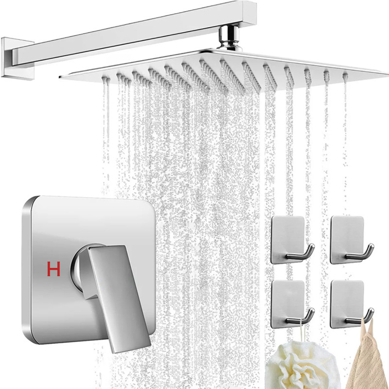 Cross-border concealed shower head, built-in shower set, wall-mounted pre-embedded cold and hot water mixing valve, stainless steel shower head Application Scenario